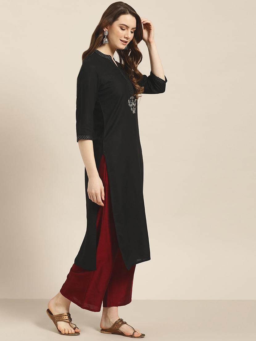 embroidered straight kurta - 16995005 - Zoom Image - 2