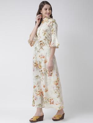 flute sleeves floral maxi dress - 16995805 - Standard Image - 2