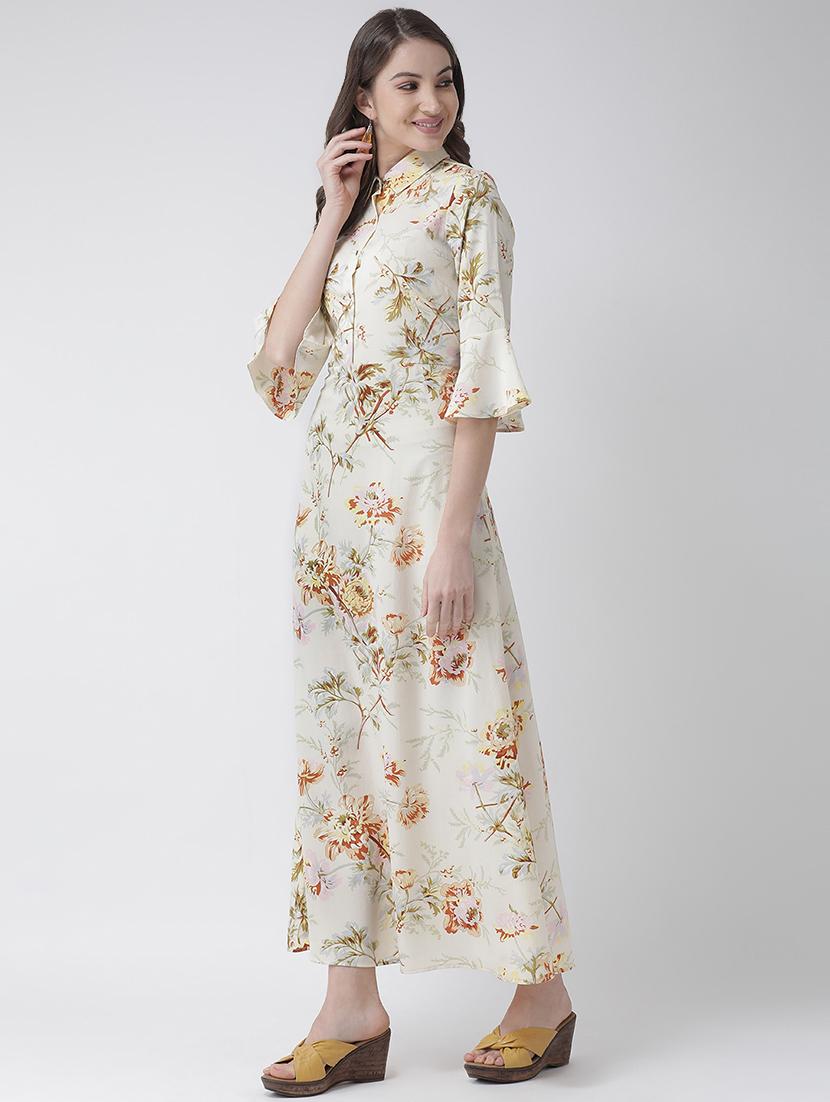 flute sleeves floral maxi dress - 16995805 - Zoom Image - 2