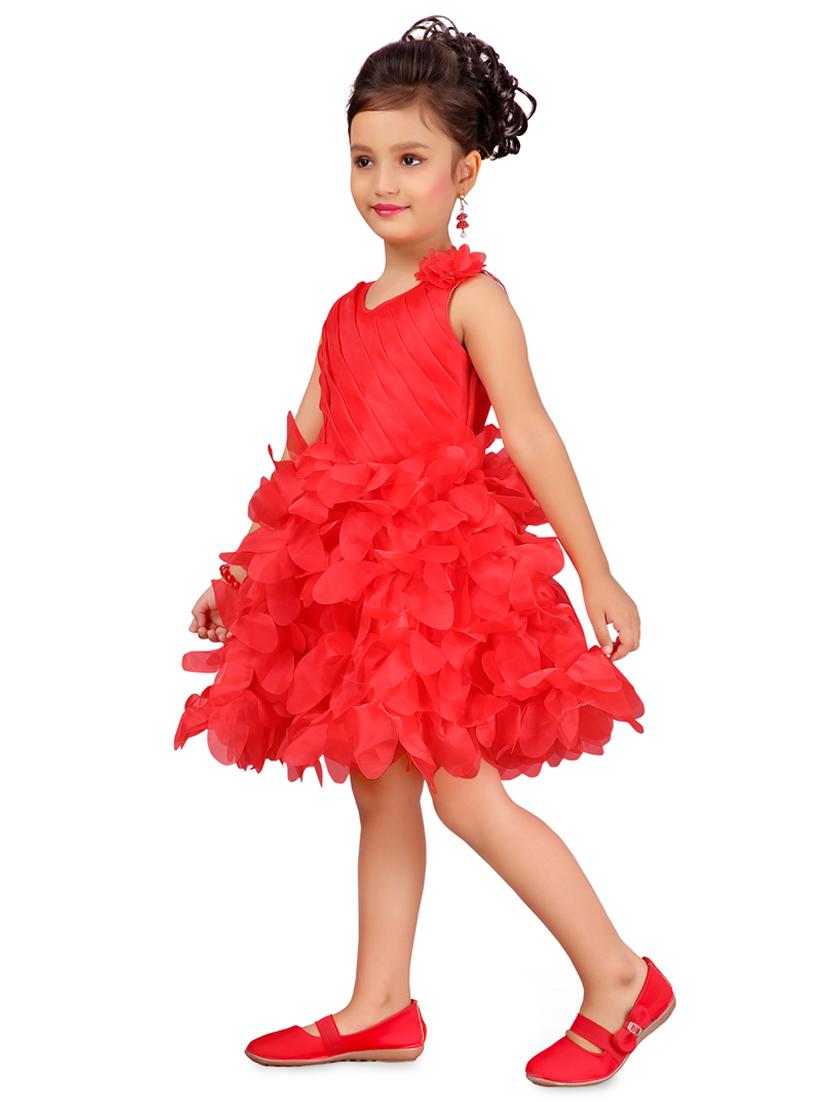 red polyester frock - 17000649 - Zoom Image - 2