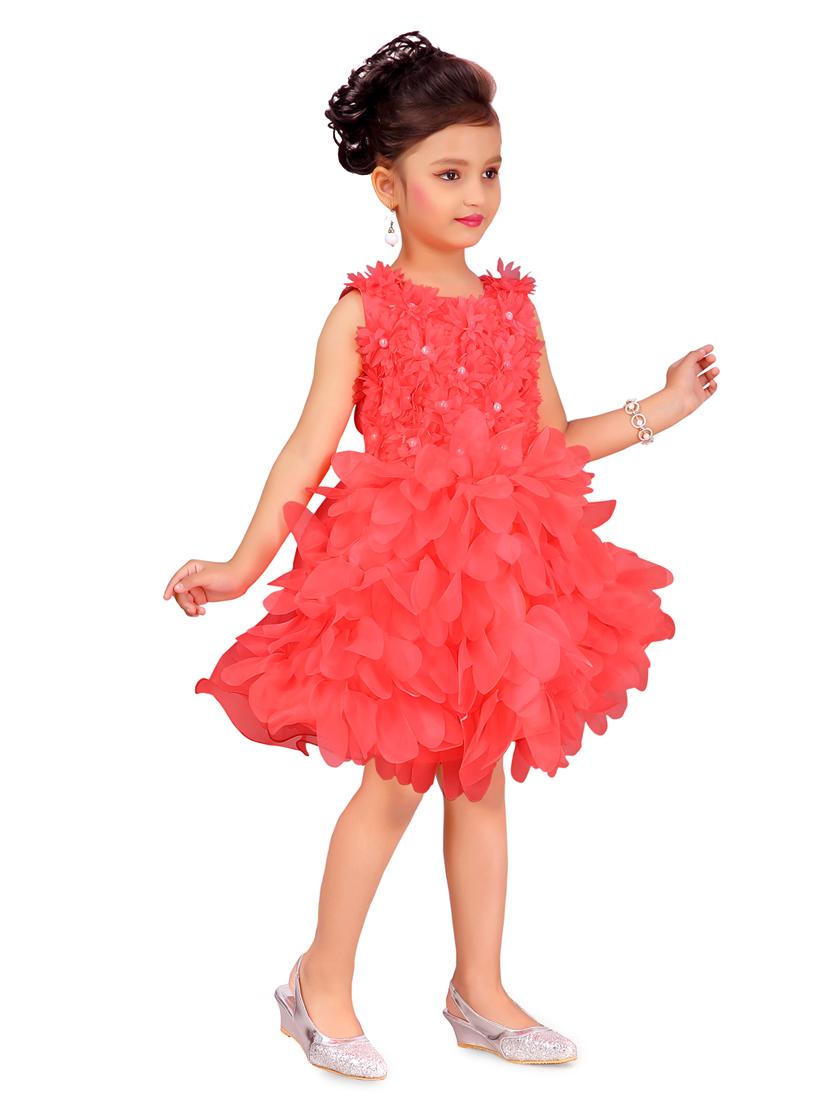 red polyester frock - 17000650 - Zoom Image - 2