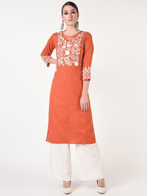 embroidered kurta palazzo set - 17001623 - Standard Image - 1