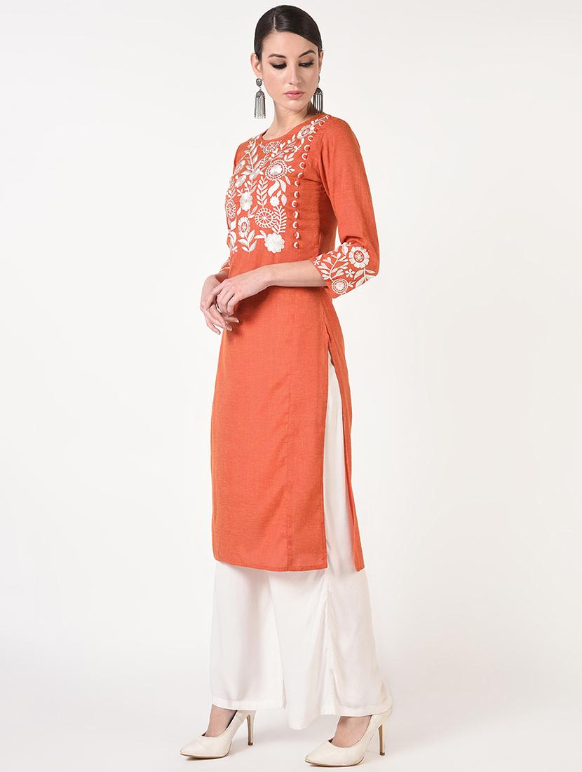 embroidered kurta palazzo set - 17001623 - Zoom Image - 2