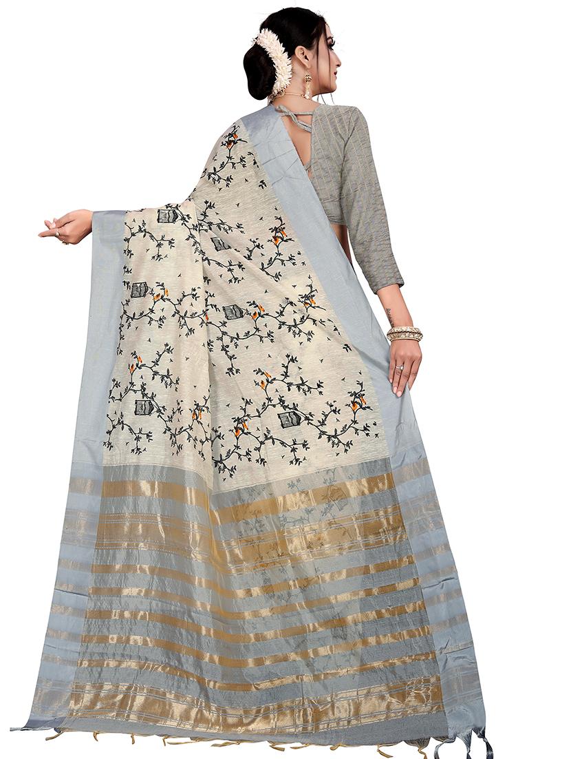 floral printed saree with blouse - 17002082 - Zoom Image - 2