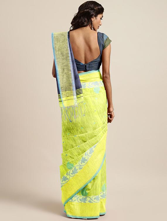 self design handloom saree with blouse - 17005393 - Zoom Image - 2