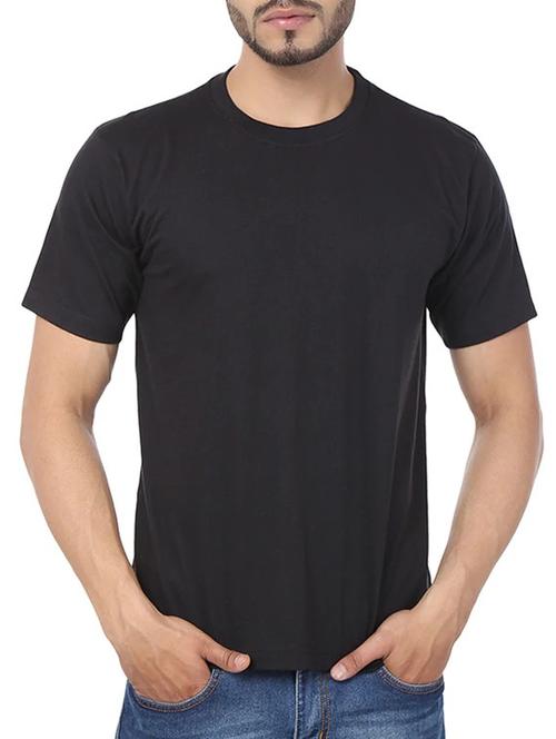 black cotton solid crew neck t-shirt - 17006134 - Very Small Image - 1