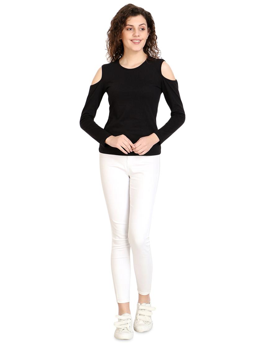 cold shoulder solid top - 17010632 - Zoom Image - 5