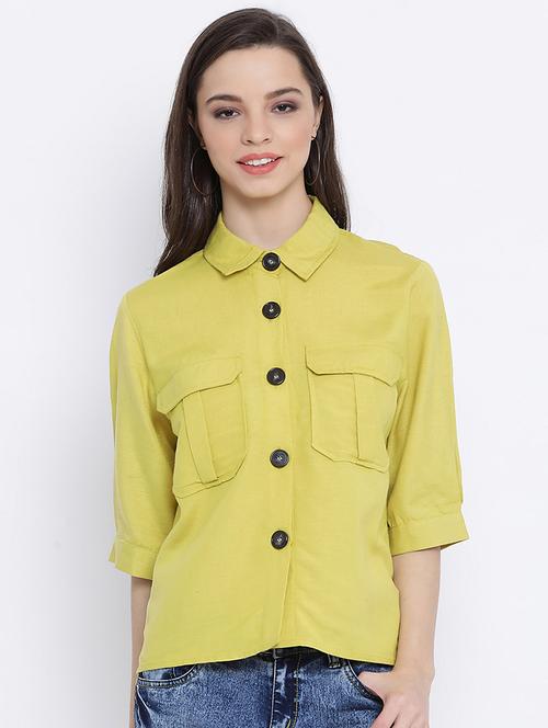 contrast button-up shirt - 17011082 - Standard Image - 1