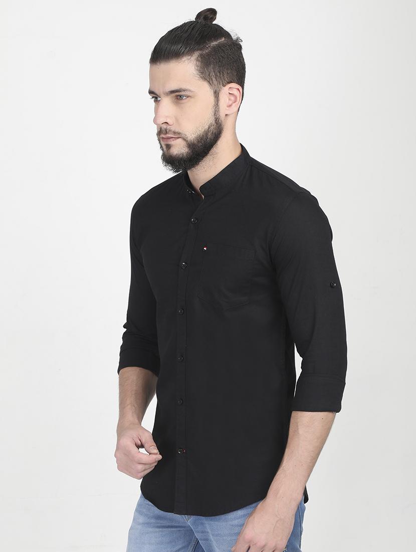 black solid casual shirt - 17011625 - Zoom Image - 2