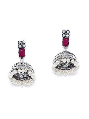 red brass jhumka earring - 17012097 - Standard Image - 2