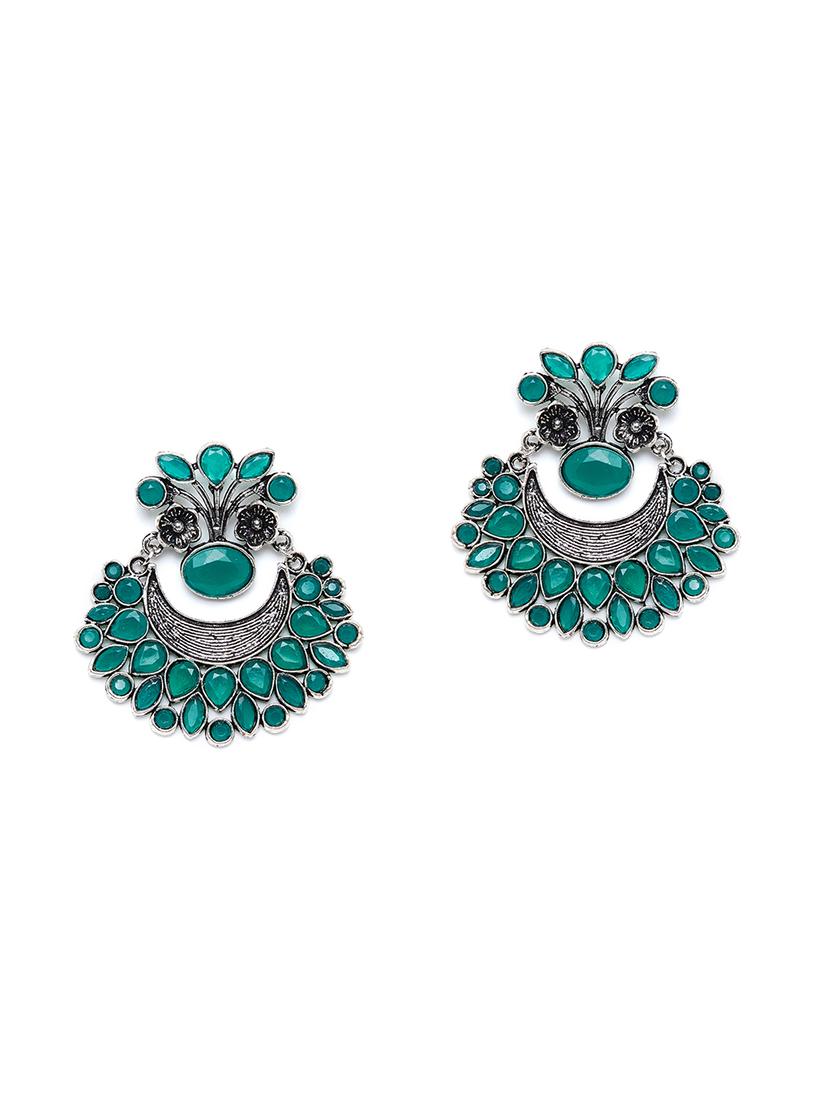 green brass chandballi earring - 17012098 - Zoom Image - 2