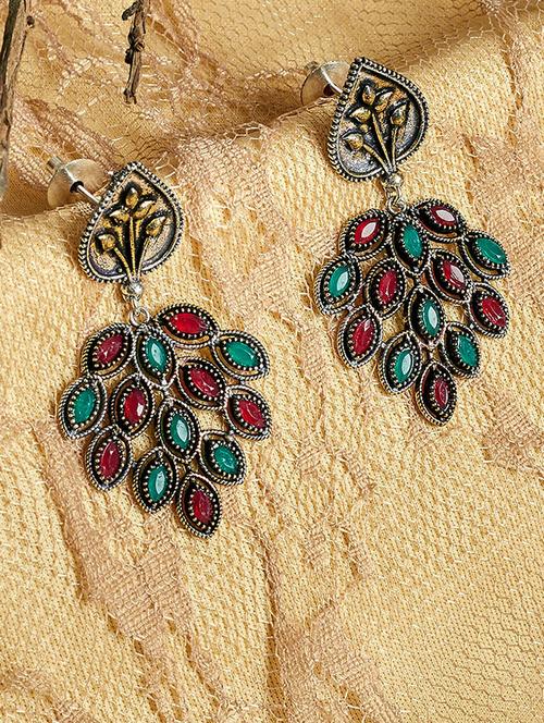 multi colored brass drop earring - 17012100 - Standard Image - 1