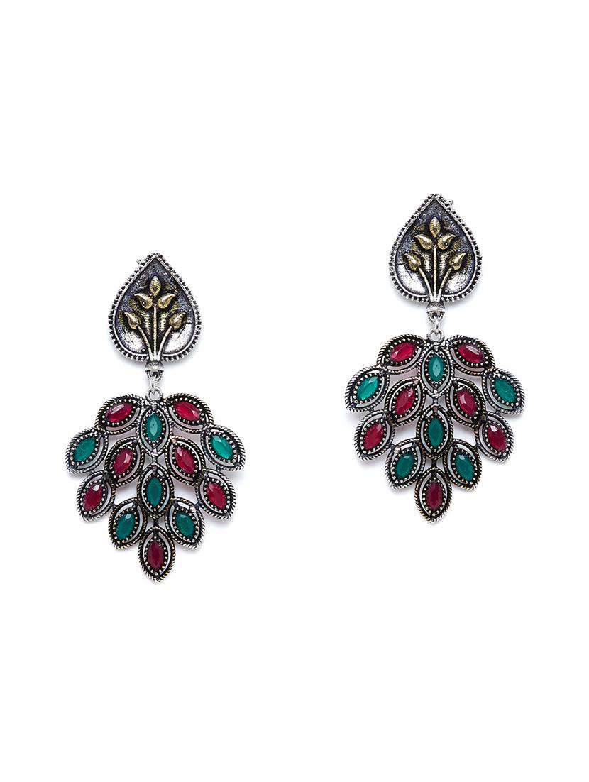 multi colored brass drop earring - 17012100 - Zoom Image - 2