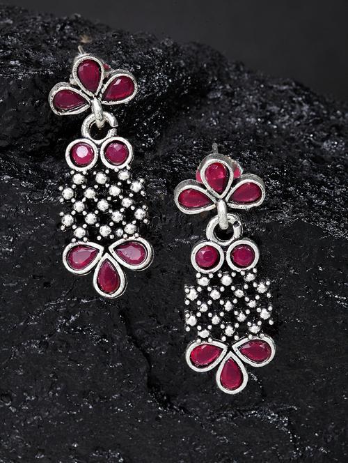 pink brass drop earring - 17012122 - Standard Image - 1