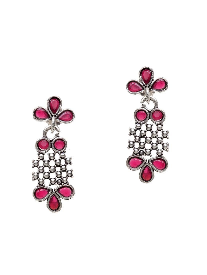 pink brass drop earring - 17012122 - Zoom Image - 2