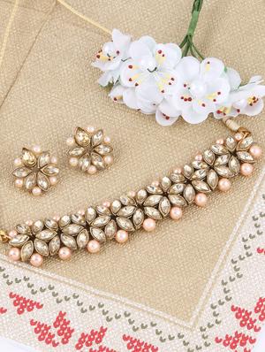gold metal choker necklace - 17013394 - Standard Image - 2