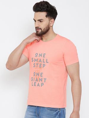peach typographic chest print t-shirt - 17013702 - Standard Image - 2