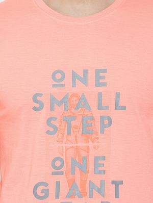 peach typographic chest print t-shirt - 17013702 - Standard Image - 5