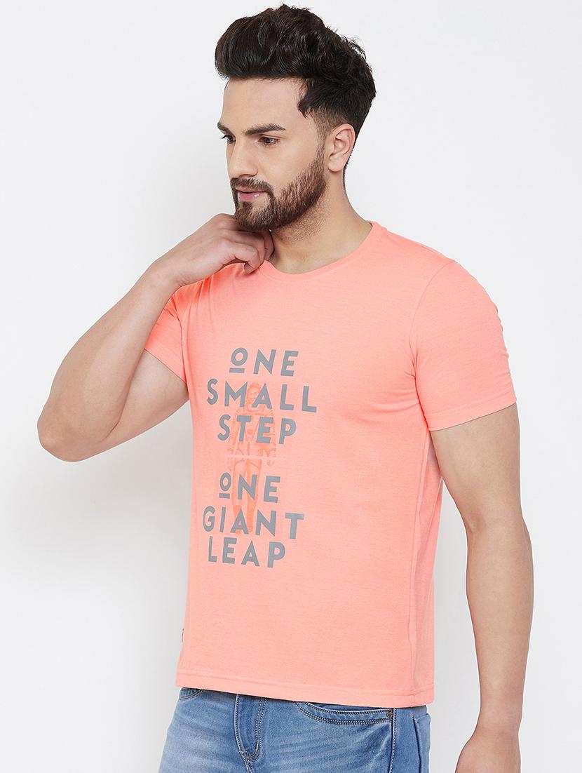 peach typographic chest print t-shirt - 17013702 - Zoom Image - 2