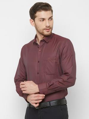 maroon self design formal shirt - 17014659 - Standard Image - 2