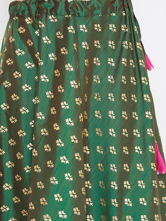 gold print flared lehenga - 17014684 - Zoom Image - 5