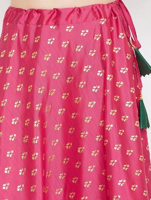 gold print flared lehenga - 17014685 - Standard Image - 5
