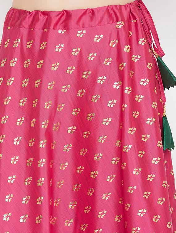 gold print flared lehenga - 17014685 - Zoom Image - 5