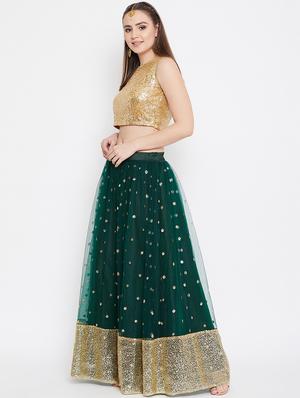sequined flared lehenga - 17014693 - Standard Image - 2