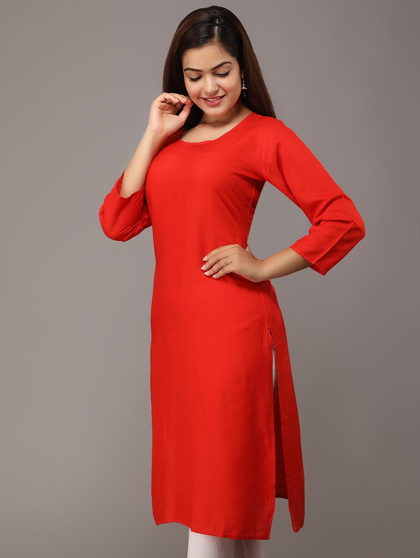 solid straight kurta - 17015157 - Zoom Image - 2