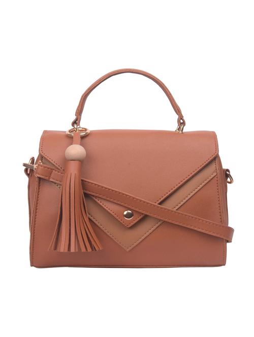 tan leatherette (pu) regular sling bag - 17015308 - Standard Image - 1