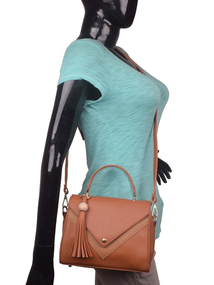 tan leatherette (pu) regular sling bag - 17015308 - Zoom Image - 5