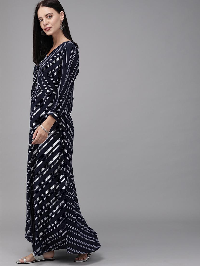 v-neck striped maxi dress - 17015384 - Zoom Image - 2