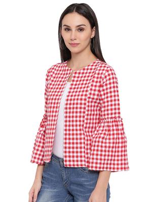 bell sleeves checkered summer jacket - 17019820 - Standard Image - 2