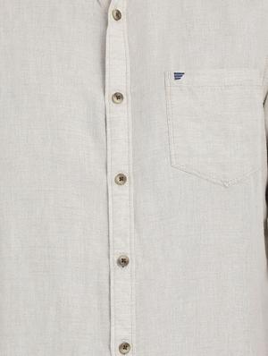 beige solid cotton linen casual shirt - 17019924 - Standard Image - 5