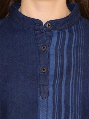 navy blue denim regular tunic - 17020096 - Standard Image - 5