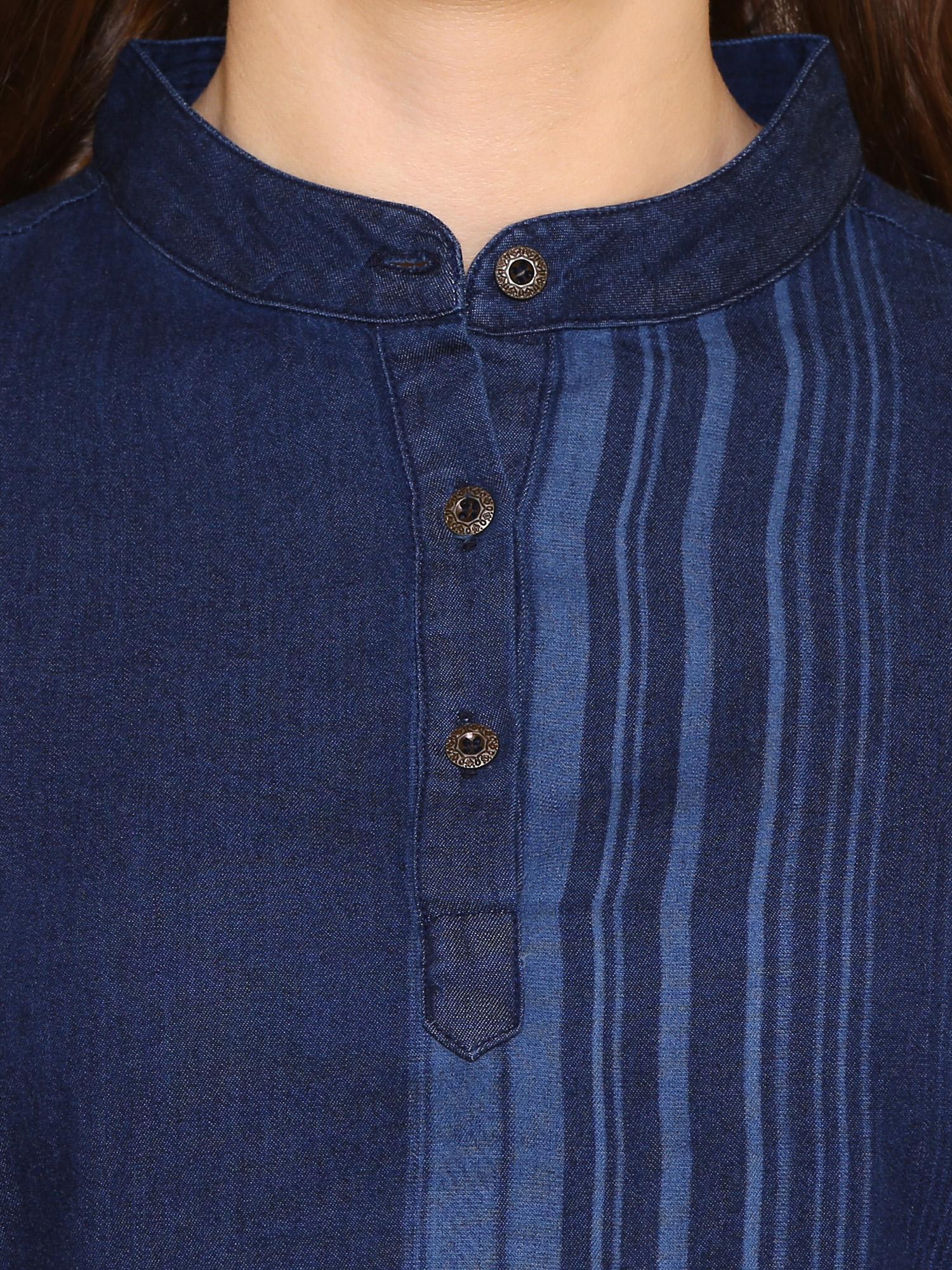navy blue denim regular tunic - 17020096 - Zoom Image - 5