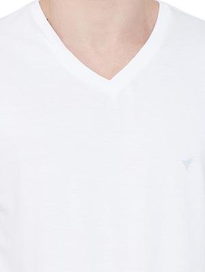 white solid v-neck t-shirt - 17020386 - Standard Image - 5