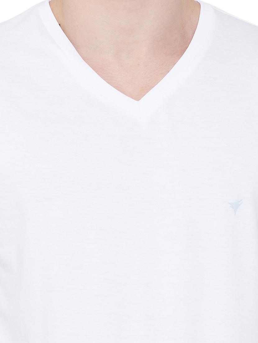 white solid v-neck t-shirt - 17020386 - Zoom Image - 5