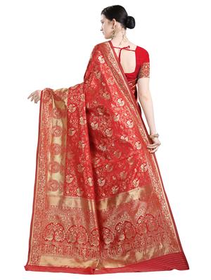 floral kanjivaram saree with blouse - 17020815 - Standard Image - 2