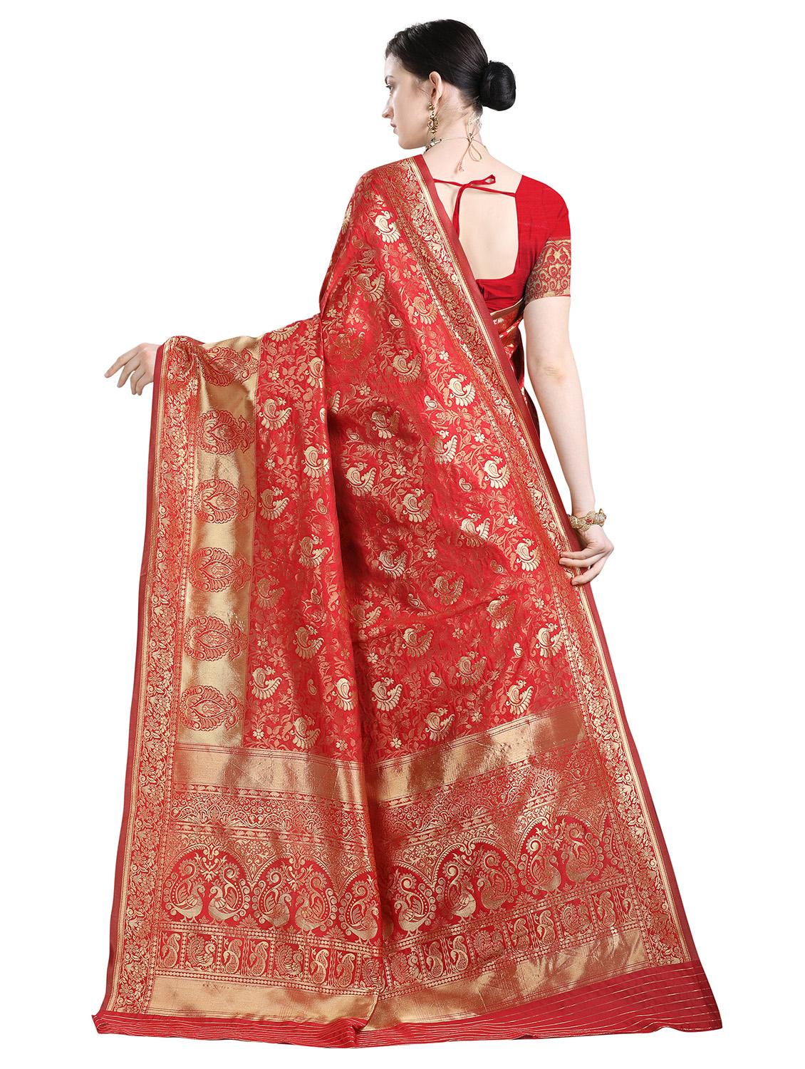 floral kanjivaram saree with blouse - 17020815 - Zoom Image - 2