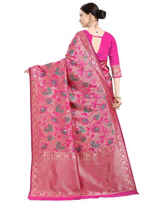 floral bordered saree with blouse - 17020820 - Standard Image - 2