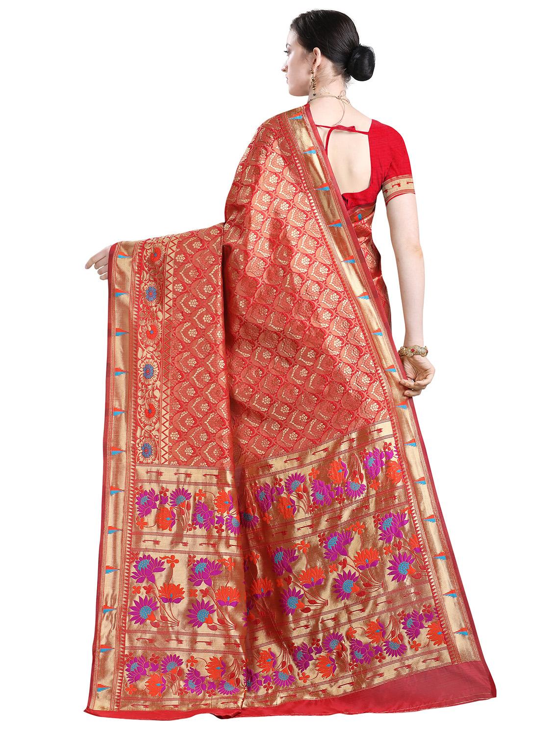 self design floral saree with blouse - 17020823 - Zoom Image - 2