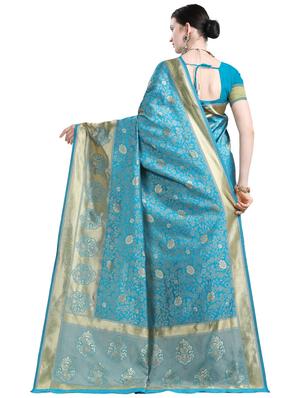 self design woven saree with blouse - 17021164 - Standard Image - 2