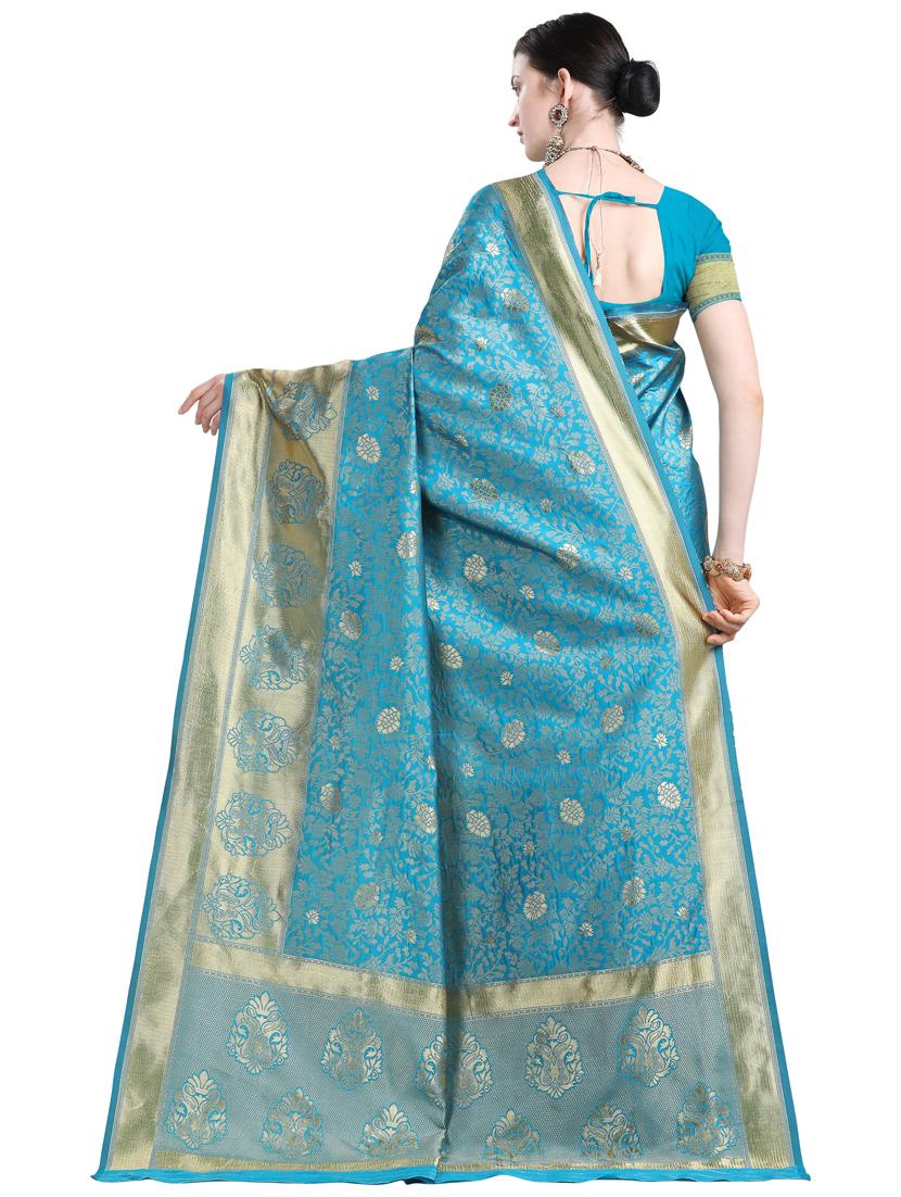 self design woven saree with blouse - 17021164 - Zoom Image - 2