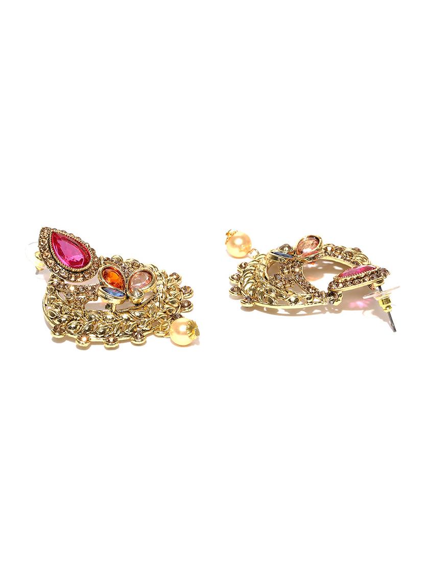 gold tone metal chandballi earring - 17021523 - Zoom Image - 2