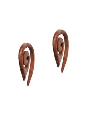 brown wood hoop earring - 17021584 - Standard Image - 2