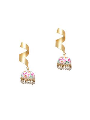 gold brass jhumka earring - 17021591 - Standard Image - 2