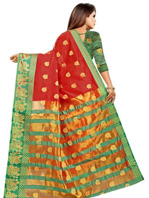 self design banarasi saree with blouse - 17021856 - Standard Image - 2