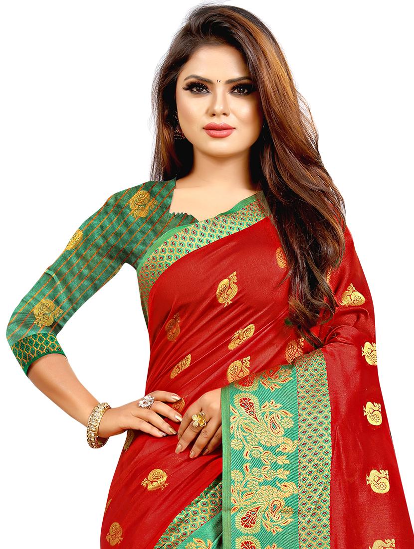 self design banarasi saree with blouse - 17021856 - Zoom Image - 5