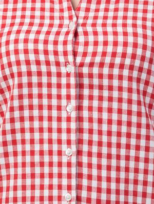 mandarin neck checkered shirt - 17022121 - Standard Image - 5